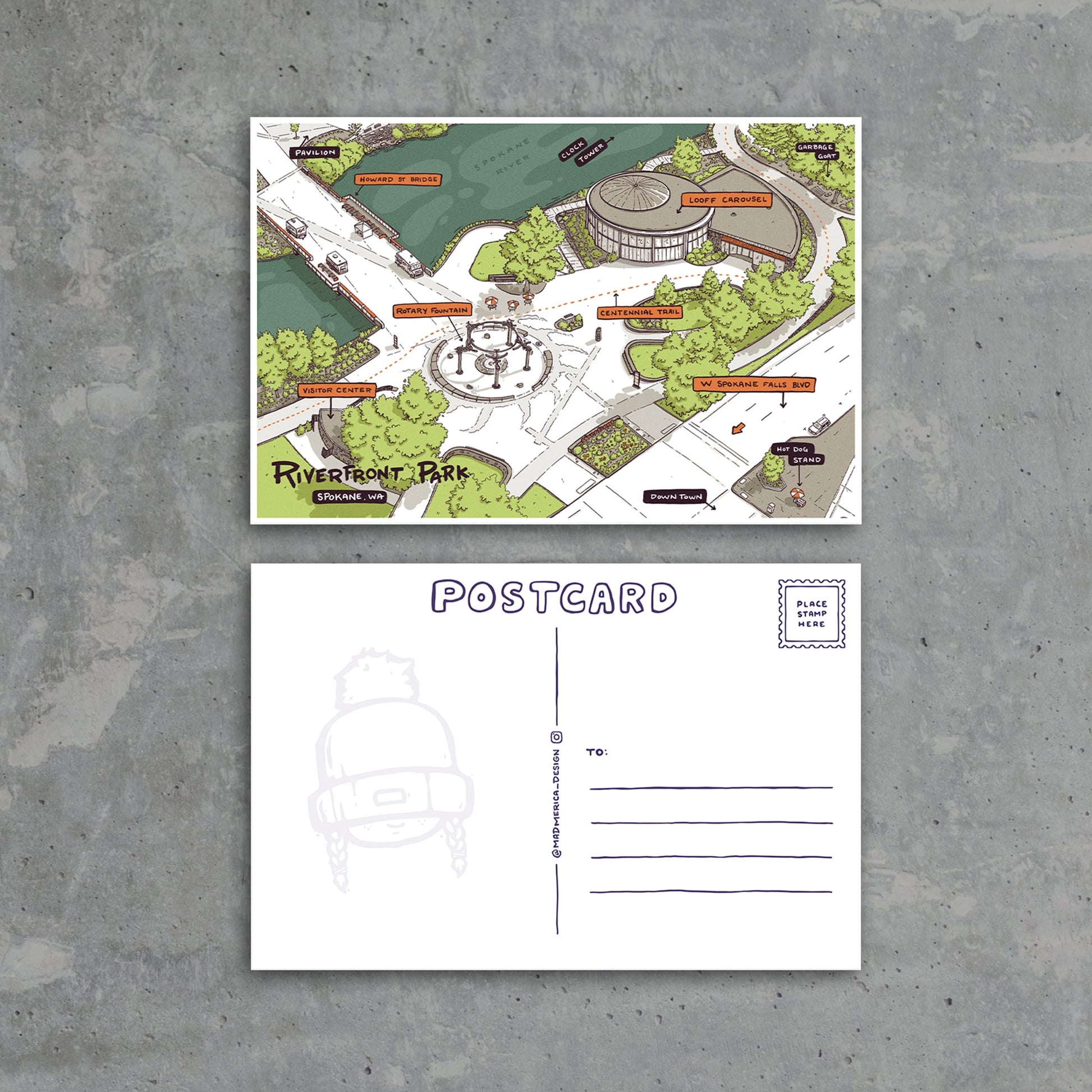 Riverfront Park - Postcard Collection - Mad Merica Design