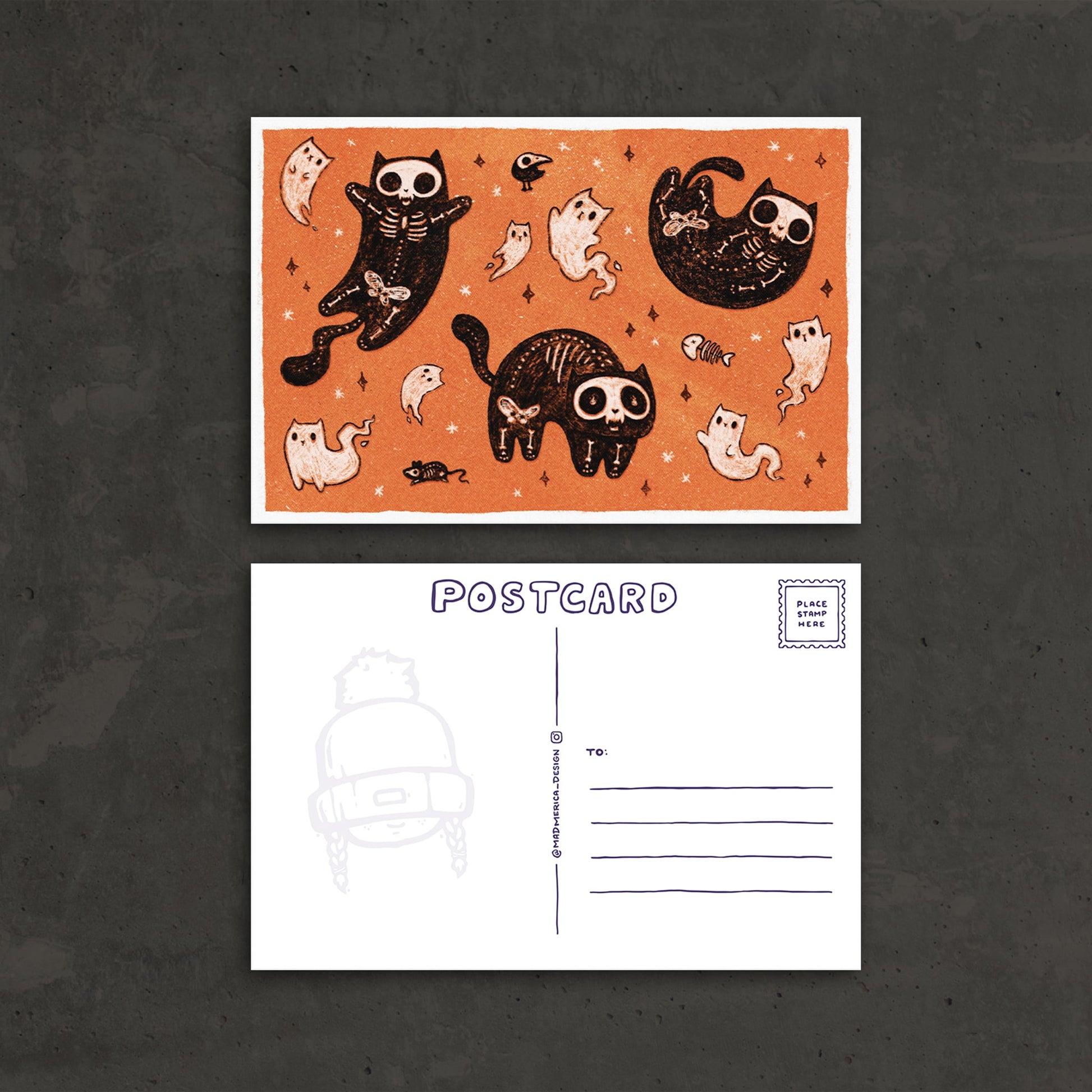 Spooky Kitties - Halloween Postcard - Mad Merica Design
