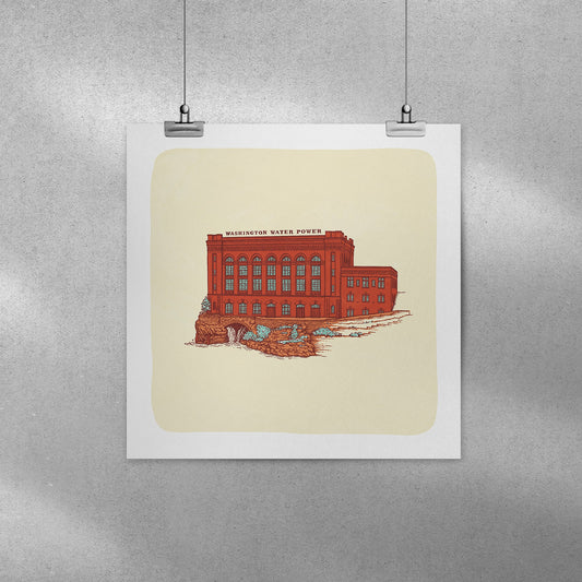 Washington Water Power Print - 8x8 - Mad Merica Design