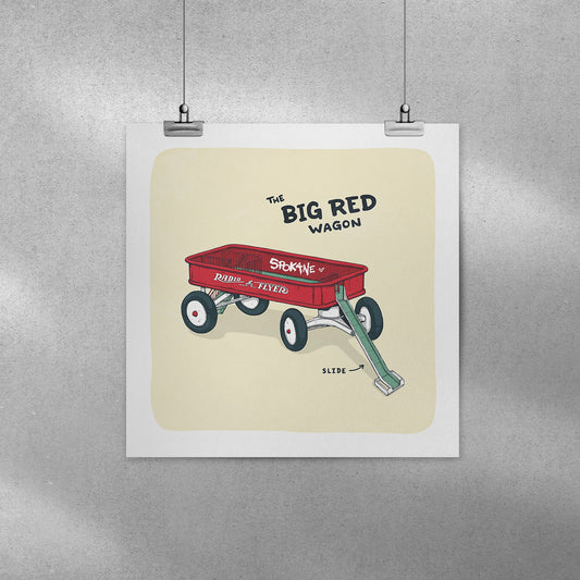 Big Red Wagon Print - 8x8 - Mad Merica Design