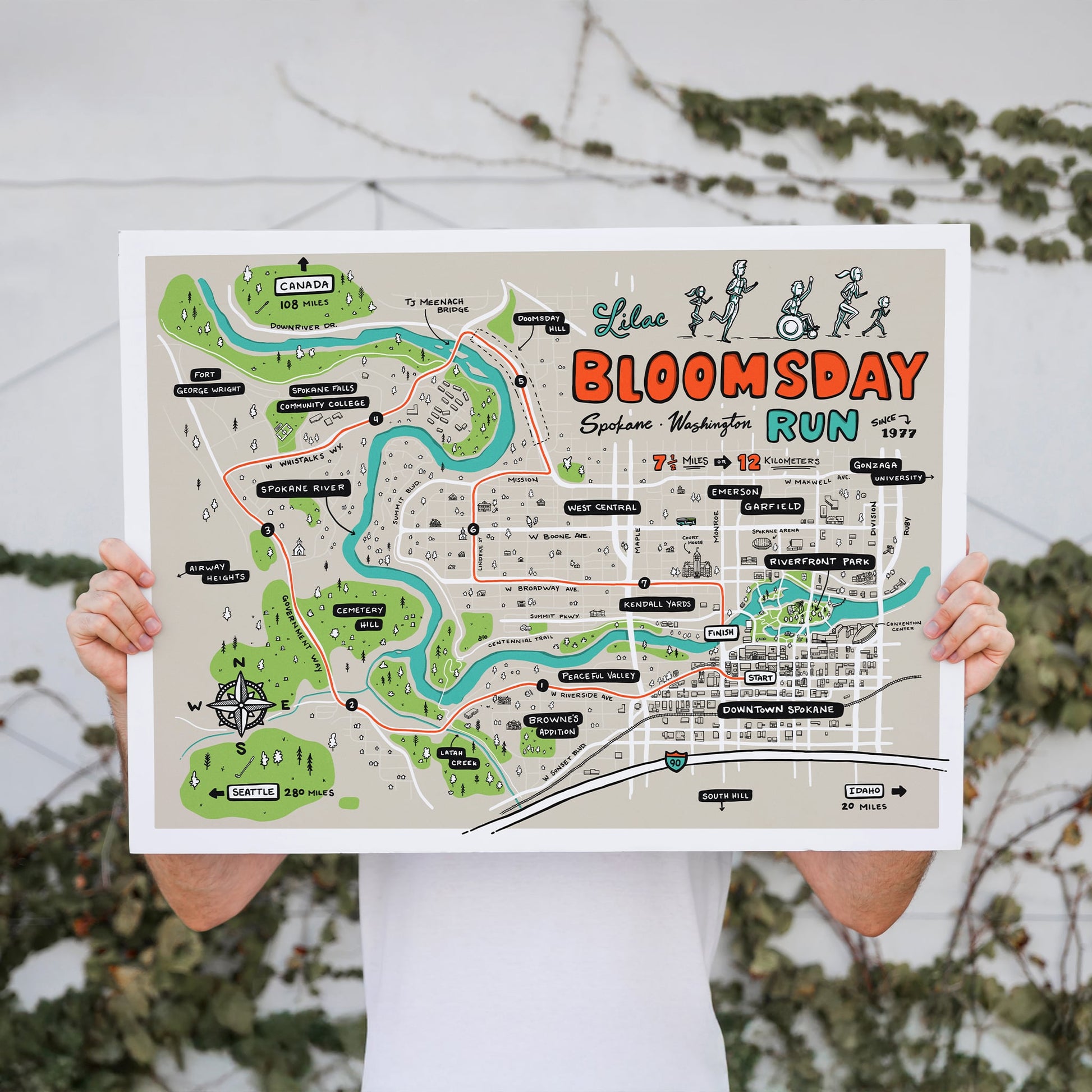 Bloomsday Illustrated Course Map Print - Mad Merica Design