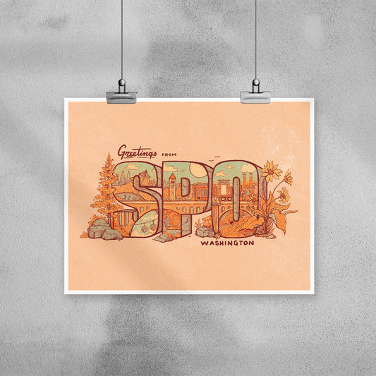 Greetings from SPO Print - 10x8 - Mad Merica Design