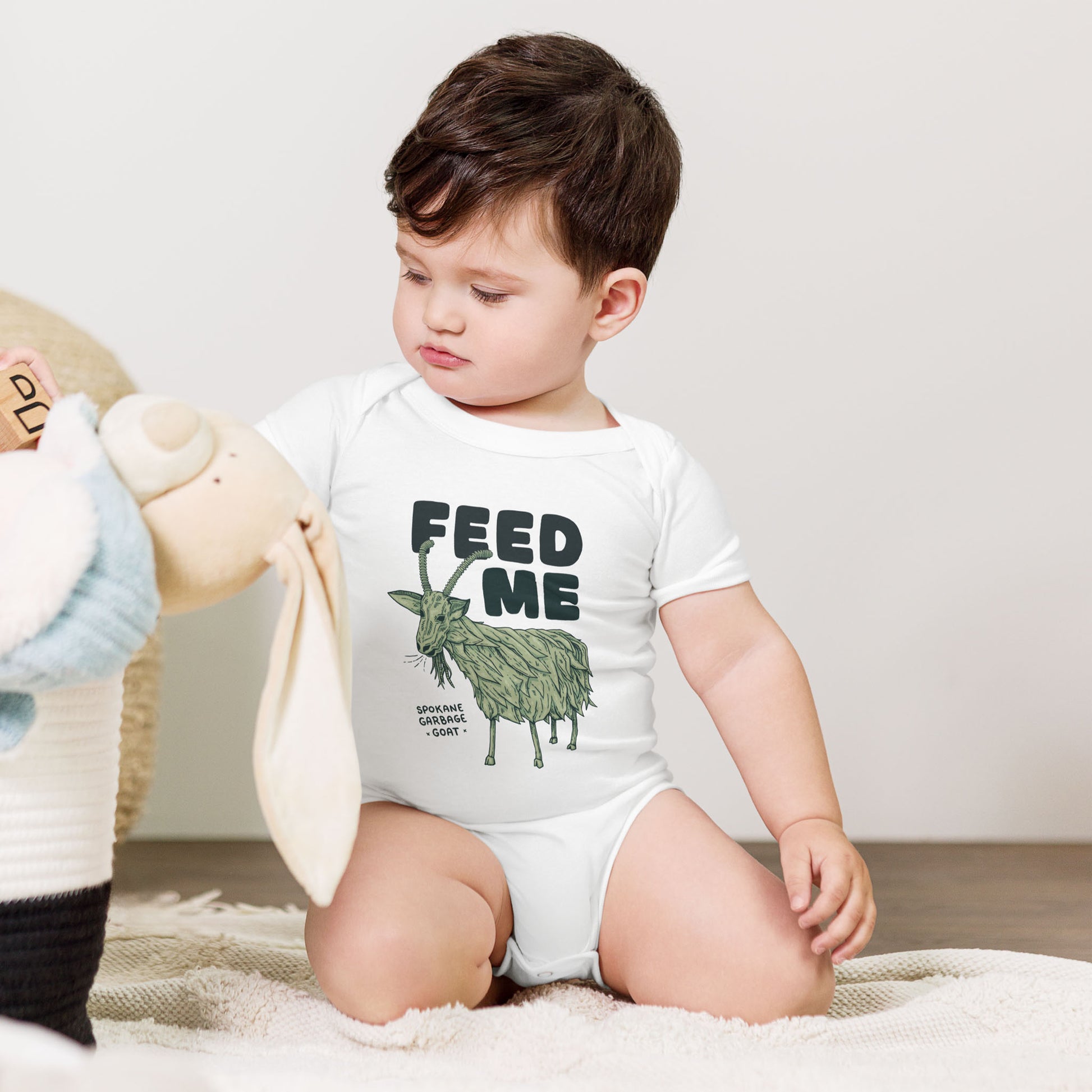 FEED ME - Garbage Goat - Baby Onesie - Mad Merica Design