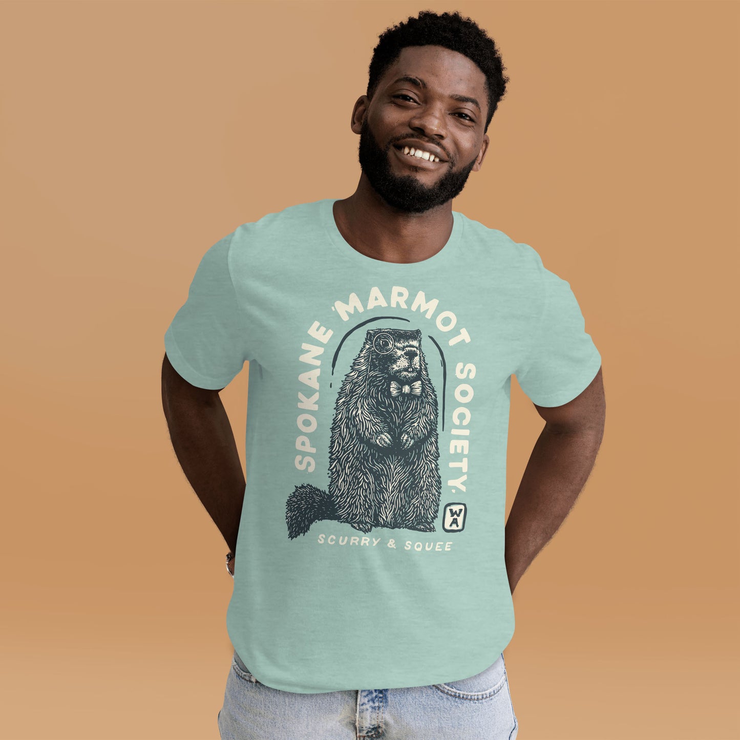 Marmot T-Shirt - Dusty Blue - Mad Merica Design