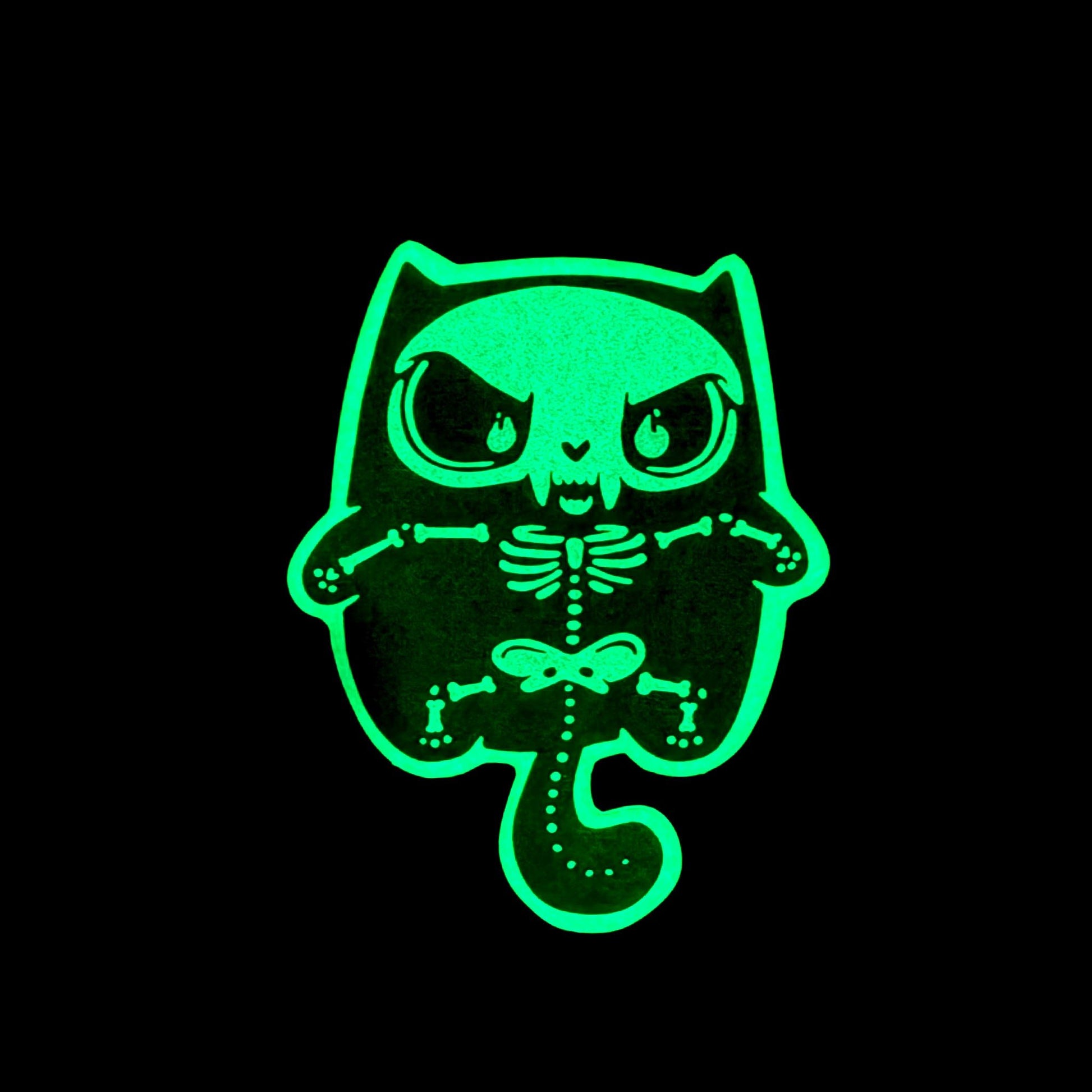 Skull Cat - Glow Sticker - Mad Merica Design