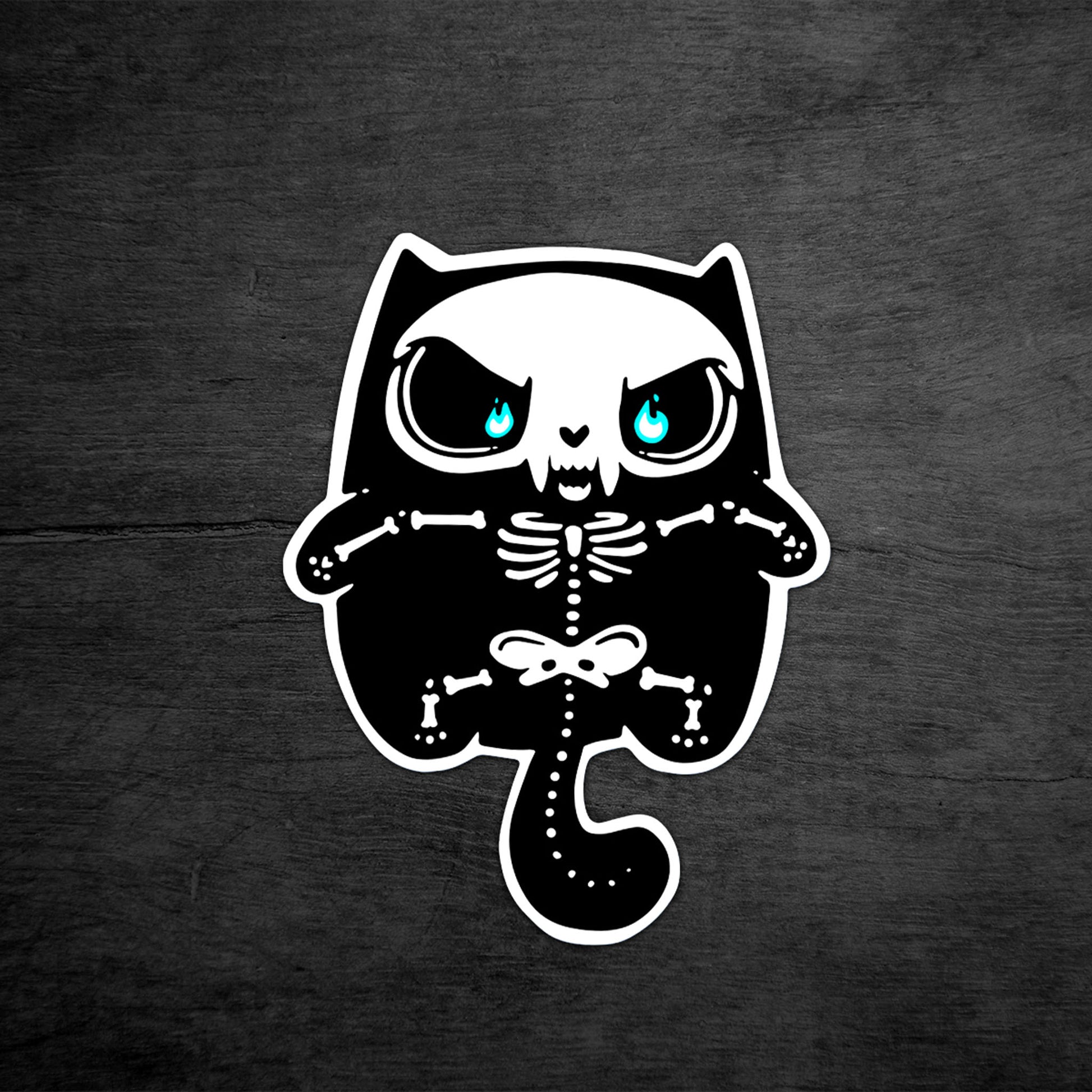 Skull Cat - Glow Sticker - Mad Merica Design