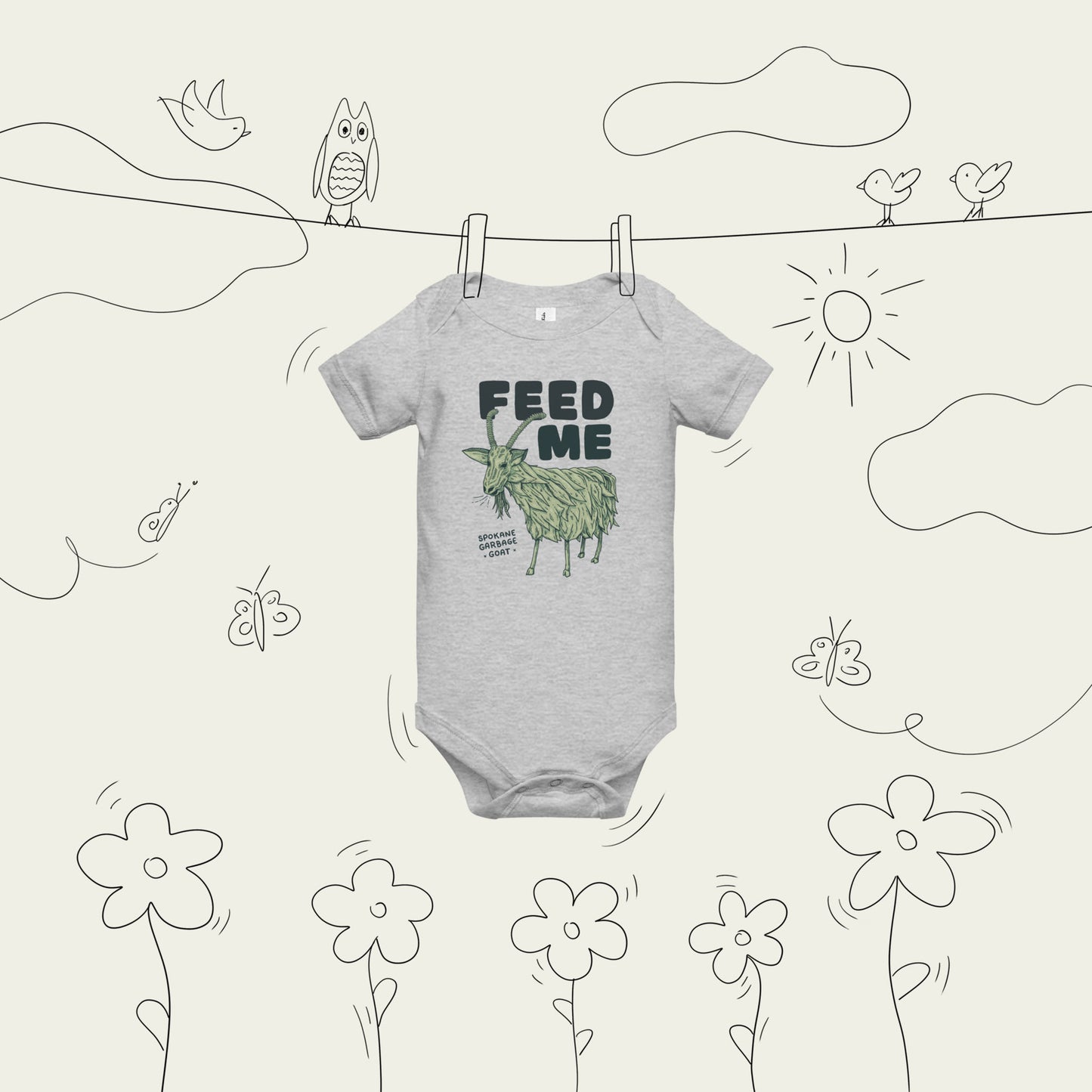 FEED ME - Garbage Goat - Baby Onesie - Mad Merica Design