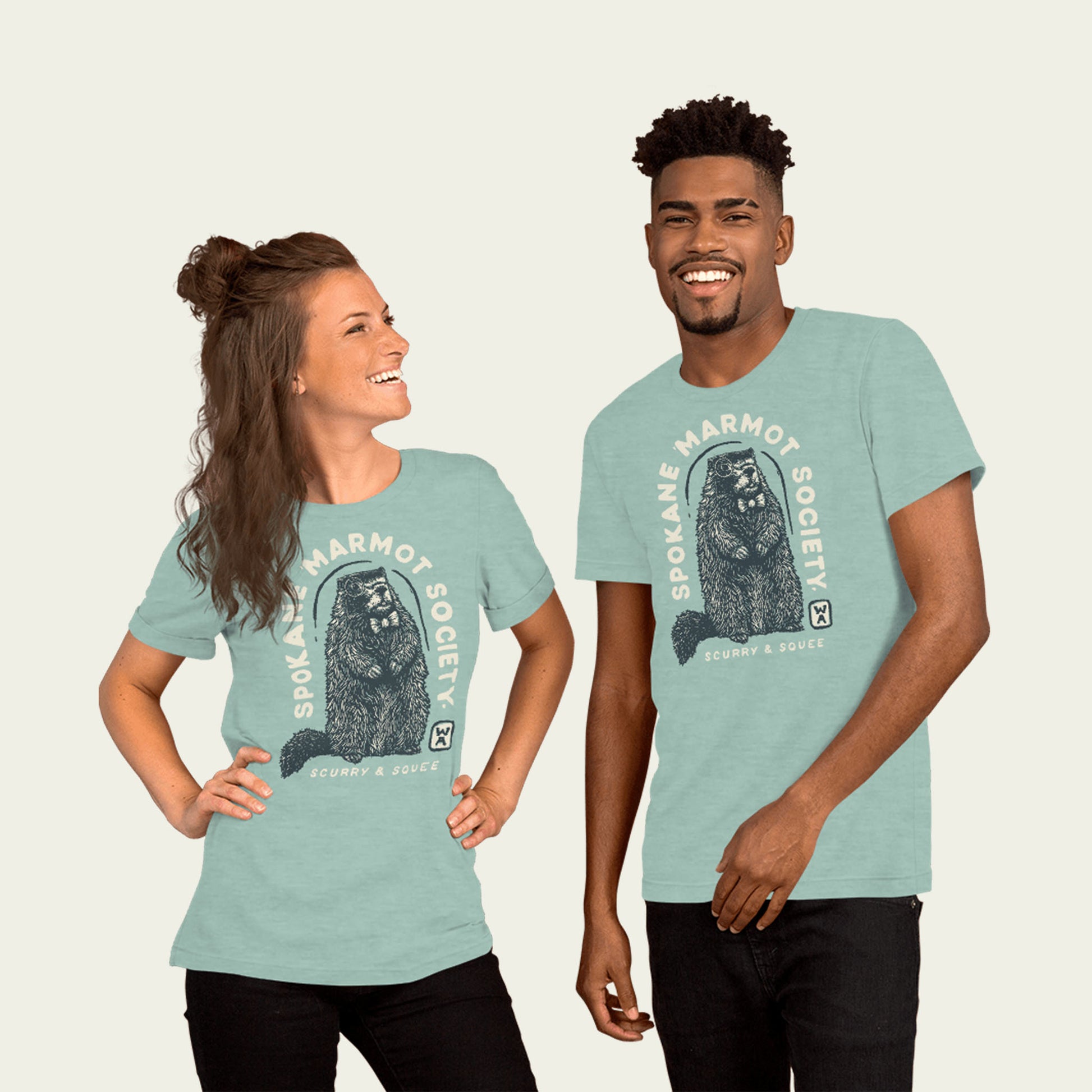 Marmot T-Shirt - Dusty Blue - Mad Merica Design
