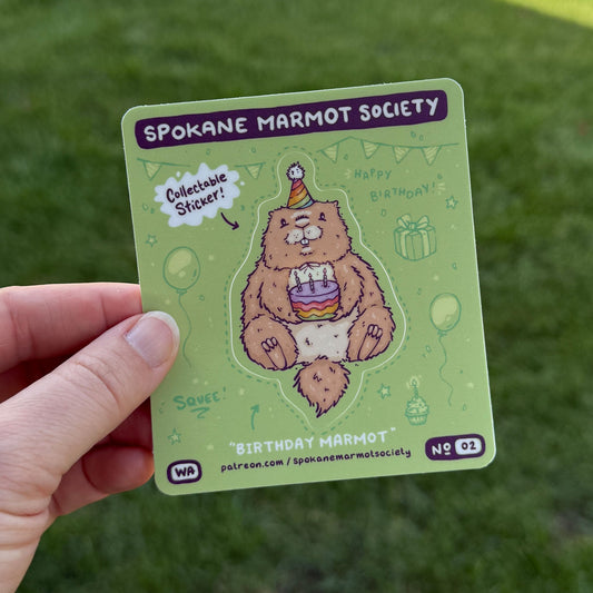 Birthday Marmot Sticker - Mad Merica Design