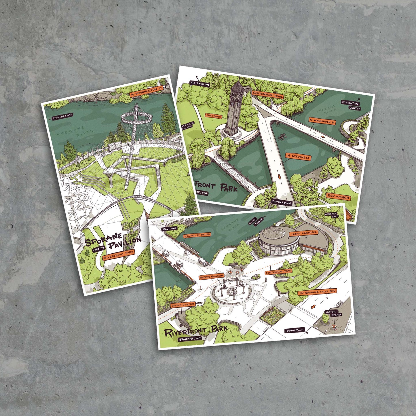 Riverfront Park - Postcard Collection - Mad Merica Design