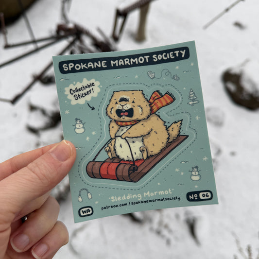 Sledding Marmot Sticker - Mad Merica Design